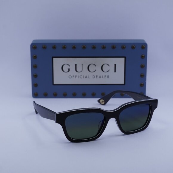 Gucci GG1641SA 003 Square Sunglasses - Black/Blue Mirror - Picture 1 of 10